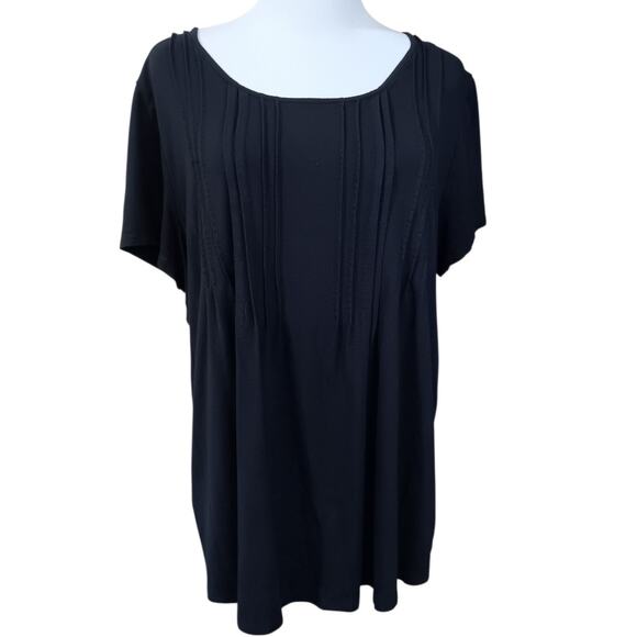 CHICO'S 2 Lot of 2 Soft Knit Tops Large Pullover Comfort Black Blue Casual Basic - Picture 2 of 11